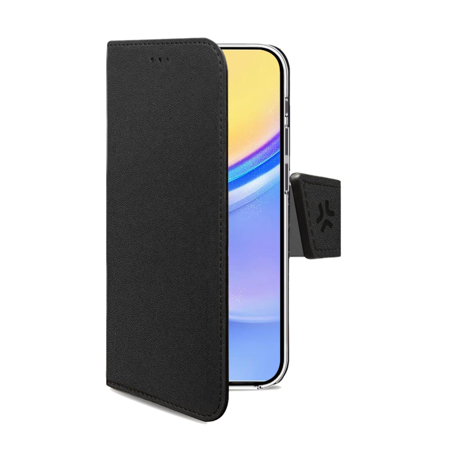 WALLY – Custodia a libro in pelle sintetica con chiusura flap magnetico, slot per carte e funzione stand colore nero compatibile con Samsung Galaxy A15 5G/ Galaxy A15 4G