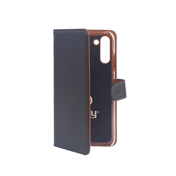 WALLY – Custodia a libro in pelle sintetica con chiusura flap magnetico, slot per carte e funzione stand colore nero compatibile con Samsung Galaxy Note 10