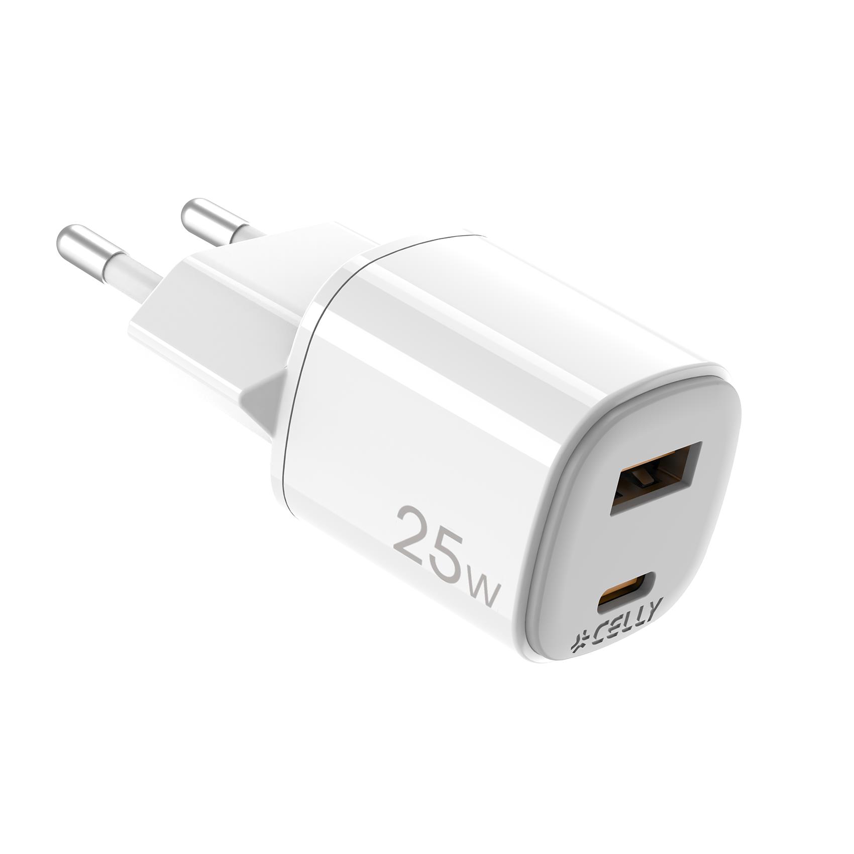 Caricabatteria da rete con doppia porta USB-C e USB-A, tecnologia GaN, potenza massima 25 Watt [UPTC COLLECTION]
