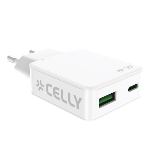 SLIMTC1C1A45W – Caricabatteria da rete slim con doppia porta USB-C e USB-A, 1 cm di larghezza, tecnologia GaN, potenza massima 45 Watt [SLIM COLLECTION]