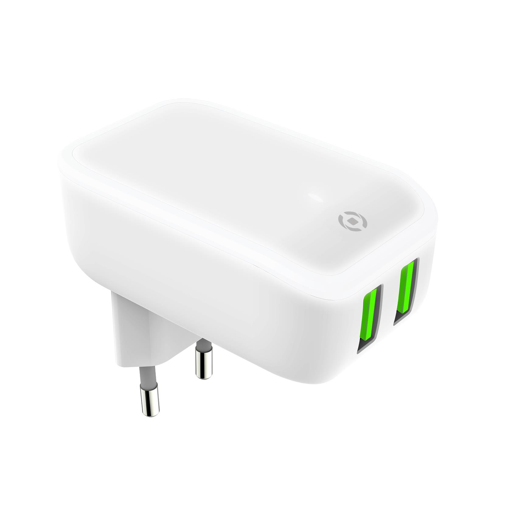 TC2USBLED – Caricabatteria da rete con doppia porta USB-A, potenza massima 12 Watt, dotata di luce led integrata con possibilità di ON/OFF [TURBO]