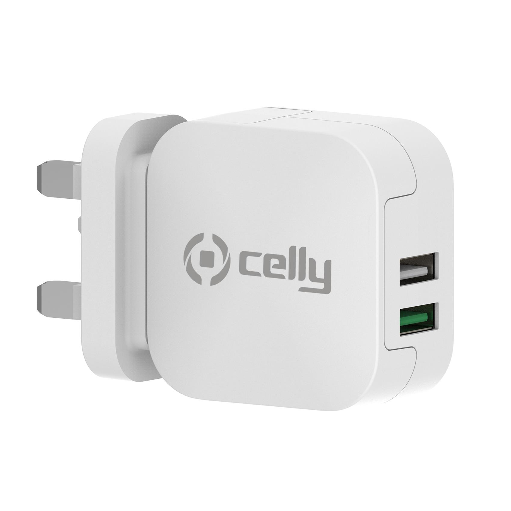 TC2USBTURBO – Caricabatteria da rete con doppia porta USB-A, potenza massima 17 Watt, presa UK [TURBO]