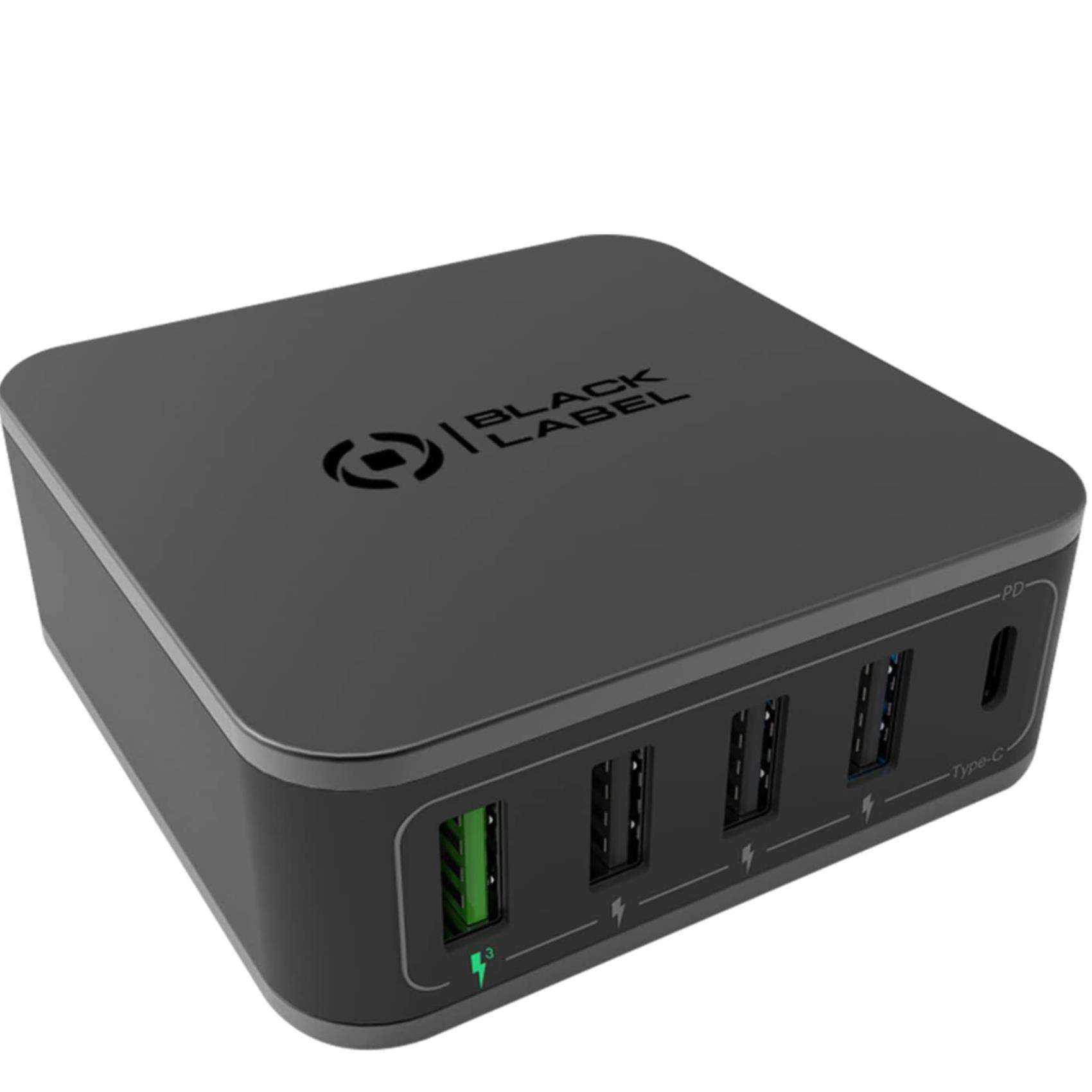 Power station con quattro porte USB-A e una porta USB-C, potenza massima 60 Watt, tecnologia Power Delivery