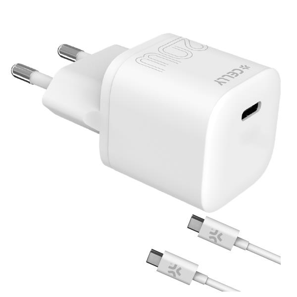 Caricabatteria da rete, porta USB-C, cavo USB-C a USB-C incluso, lunghezza cavo 1 metro, potenza massima 20 Watt [PROCOMPACT2]