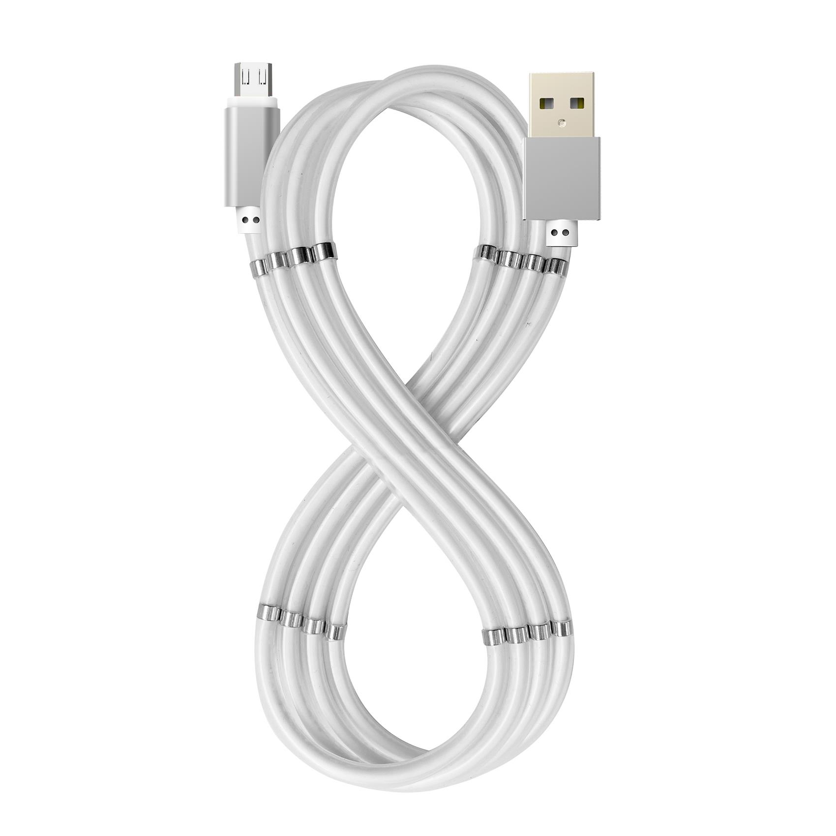 USBMICROMAG – Cavo USB-A a Micro Usb, lunghezza 1 metro, potenza massima 12 Watt, dotati di magneti per avvolgerlo