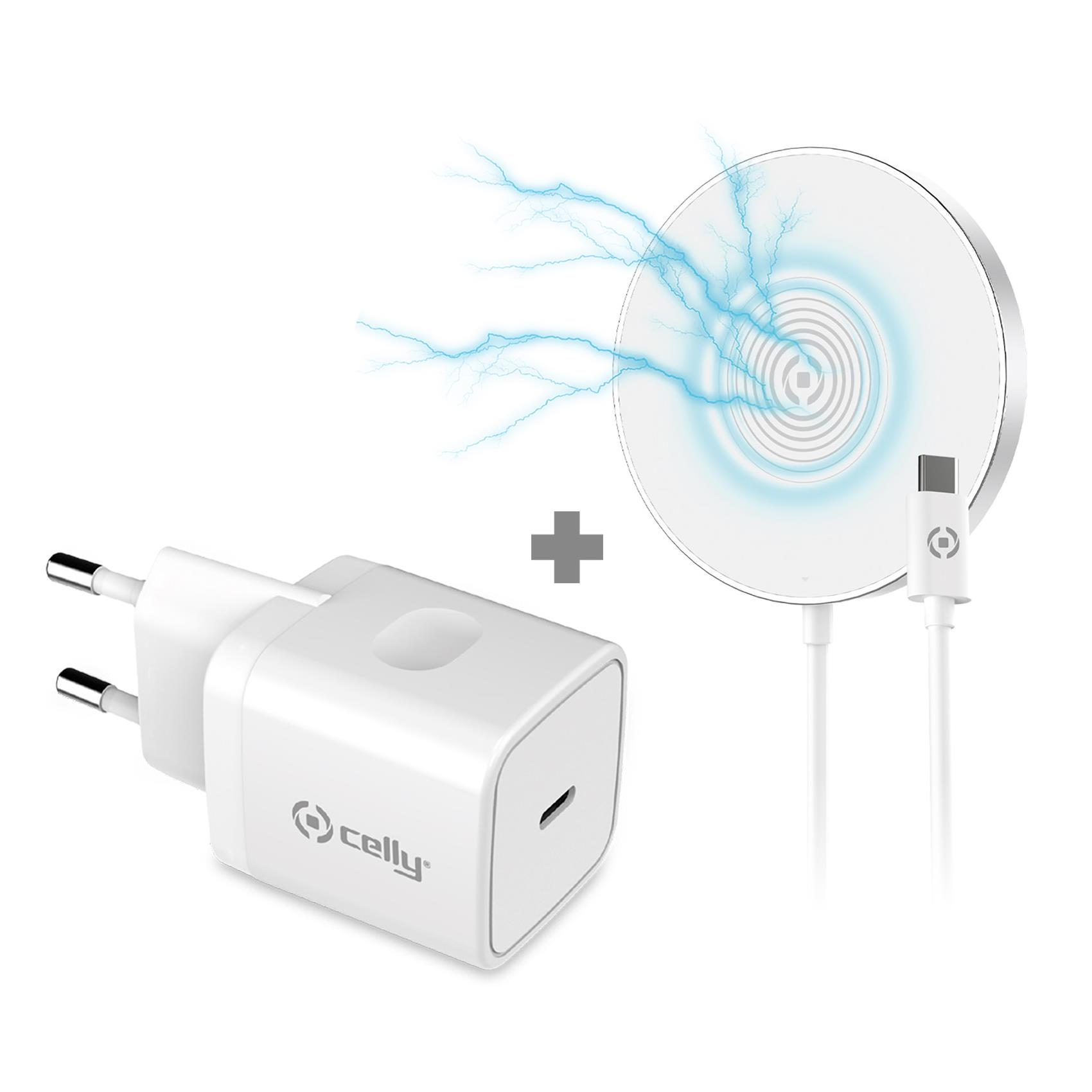 Kit basetta di ricarica Wireless + Caricabatteria USB-C 20 Watt