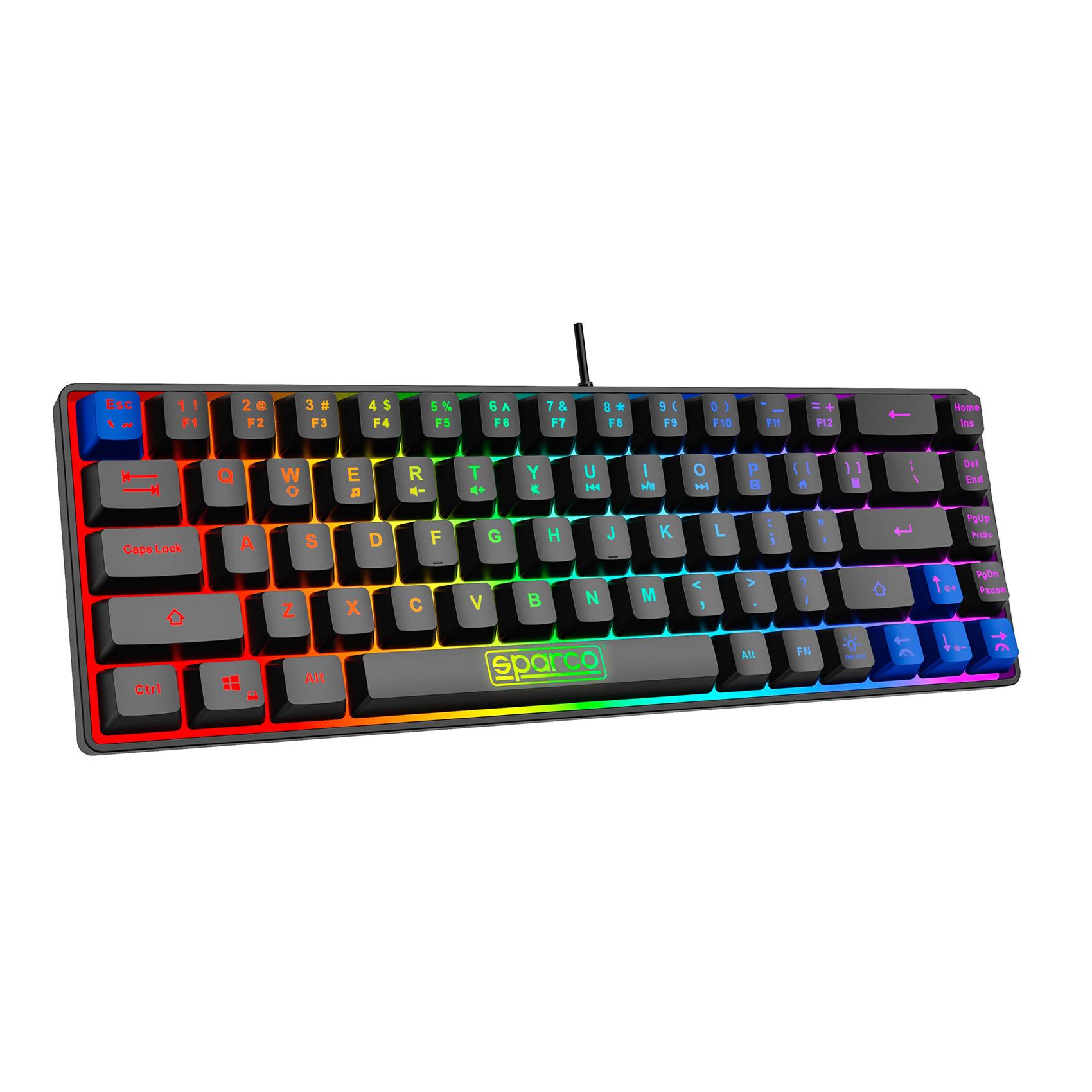 SPARCO – Tastiera a filo, connessione USB-A, adatta per il gaming, luci RGB, layout USA, Plug&Play GHOST [SPARCO COLLECTION]