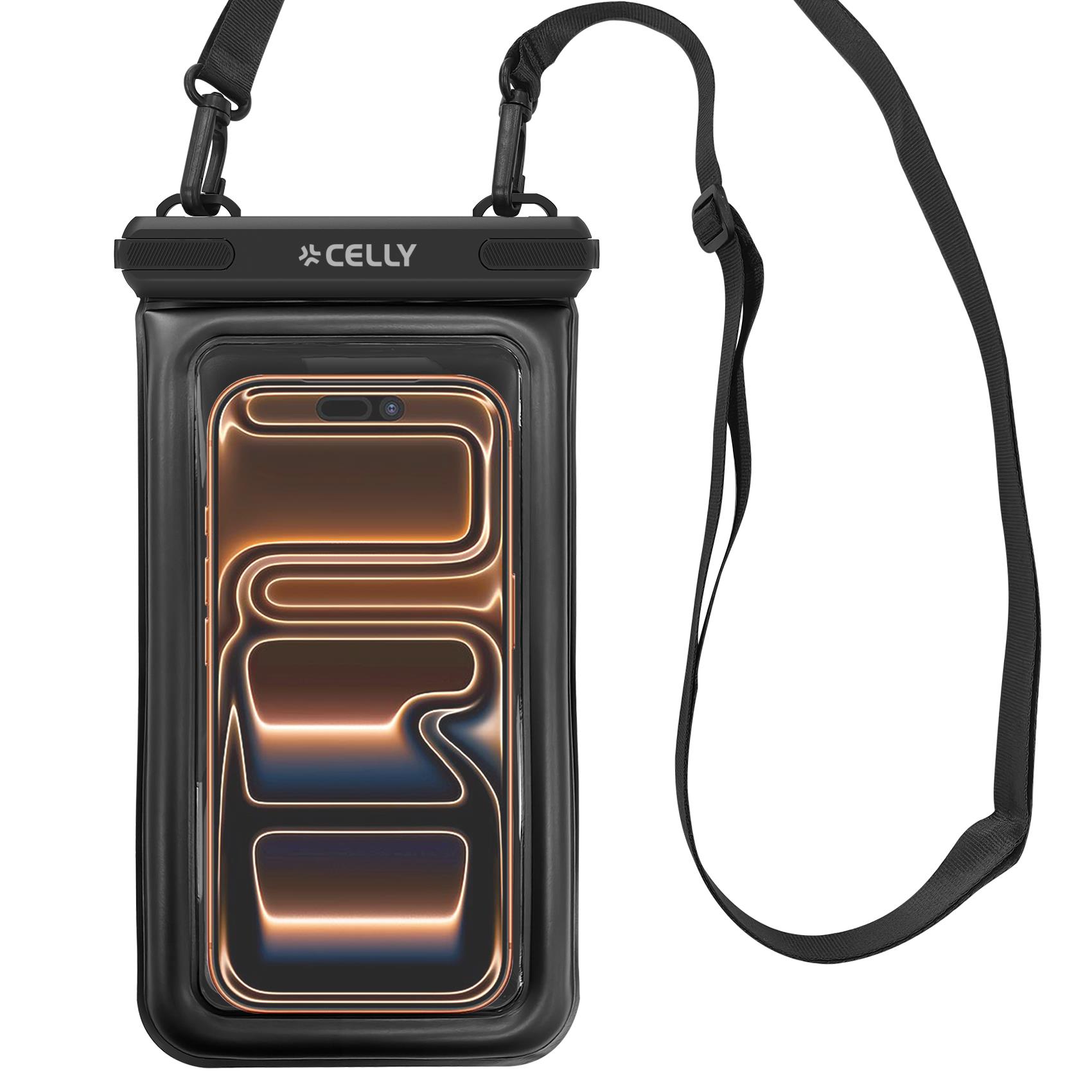 SPLASHBAGFL – Custodia impermeabile galleggiante per smartphone fino a 7.2″, design trasparente, chiusura ermetica, laccio da collo integrato