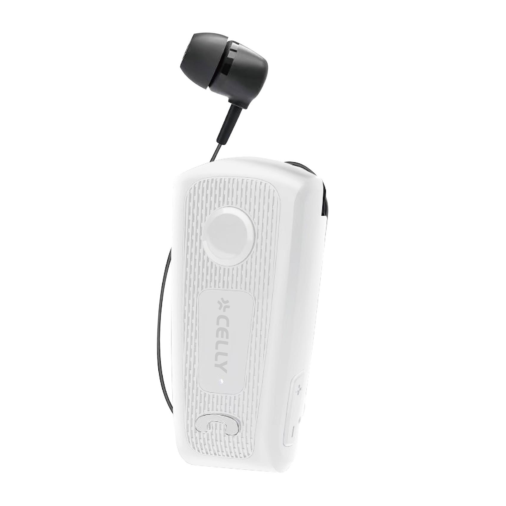 BHCLIP – Auricolare wireless mono con filo, cavo retrattile, porta USB-C, clip per attacco ai vestiti, avviso di notifica chiamate, multipoint, cavo anti groviglio