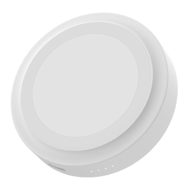 MAGPB3000 – Powerbank circolare compatibile con tecnologia Magsafe, capacità 3000 mAh, potenza massima 5 Watt, indicatori LED