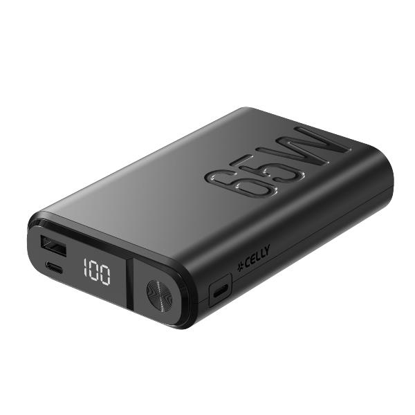 PBUP65W20000 – Powerbank con capacità 20000 mAh, potenza massima 65 Watt, display LED integrato, porta input USB-C, due porte USB-C output, una porta USB-A output