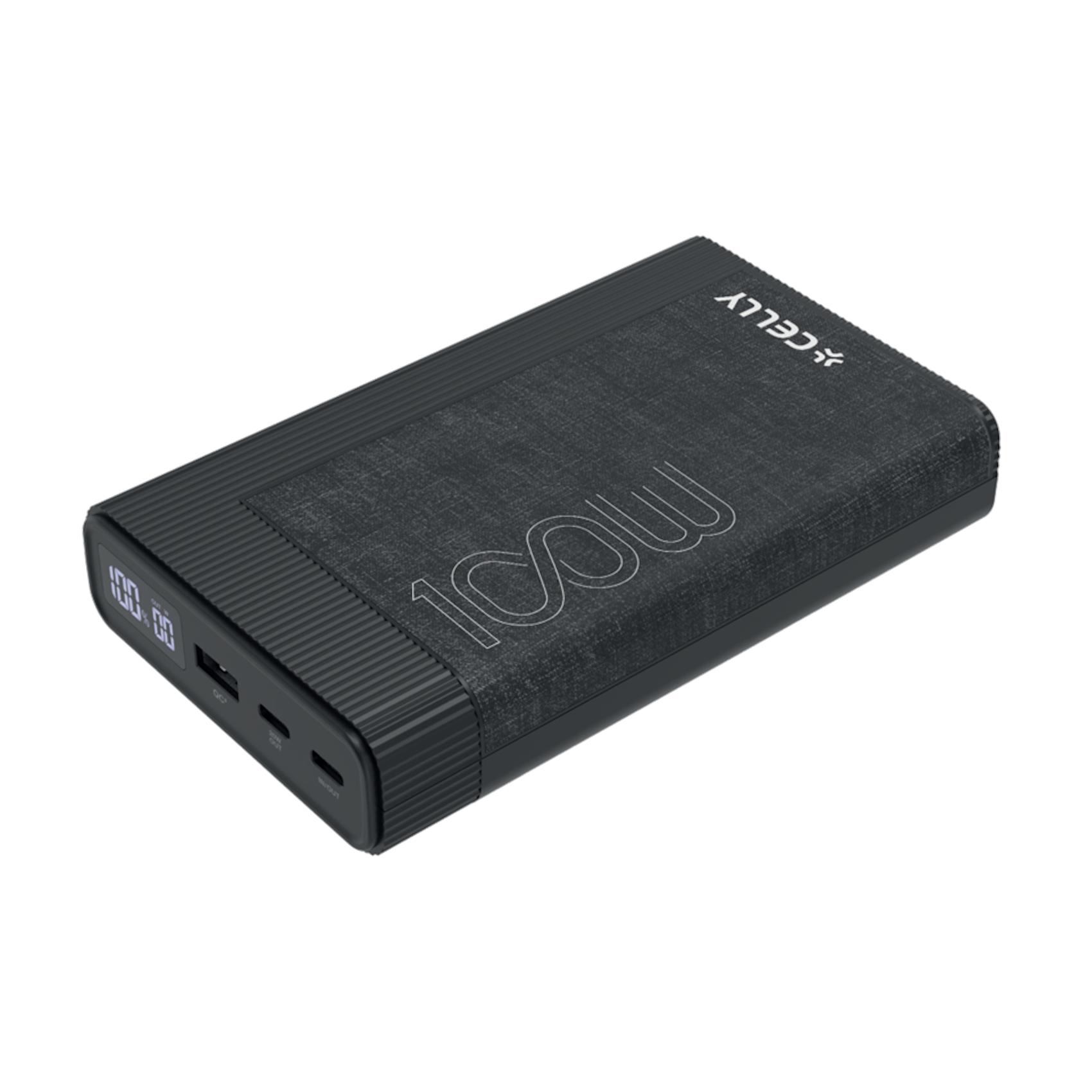 PBPD100W20000 – Powerbank Power Delivery, capacità 20000 mAh, potenza massima 100 Watt, display LED integrato, due porte USB-C, una porta USB-A