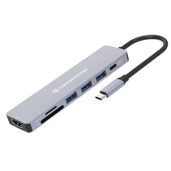 DOCKING STATION 7-IN-1 USB 3.2 GEN 1 – HDMI, USB-A 3.0 x 3, SD, TF/MicroSD, 100W USB PD