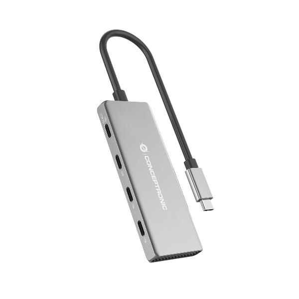 HUB 4-PORTE USB 3.2 GEN 2 — 10Gbps. 4x USB-C, 100W USB PD, Alluminio