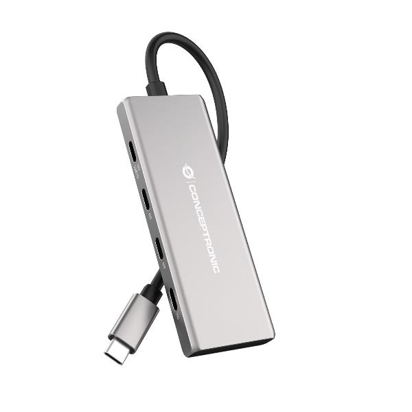 HUB 7-PORTE USB 3.2 GEN 2 — 10Gbps, 4x USB-C, 3x USB-A, 100W PD USB, Alluminio