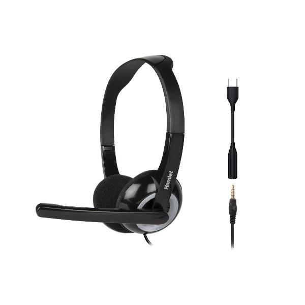HHEADMUS-CJ Cuffia Stereo con Microfono per Computer USB-C + Jack 3,5 mm