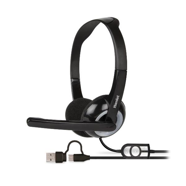 HHEADMUS-CA CUFFIA STEREO CON MICROFONO DOPPIA CONNESSIONE USB-C + USB-A