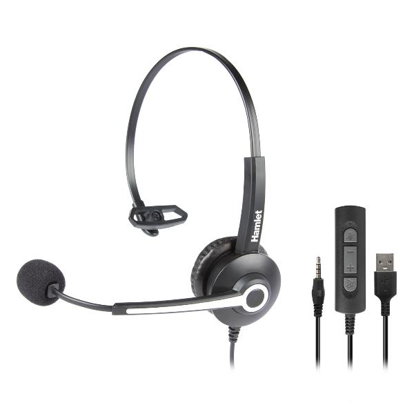 HHEADM-UJM RENOVA CUFFIA MONOAURALE CON MIC. – COMBO USB E JACK 3.5mm + TELECOMANDO
