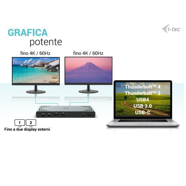Docking Station USB3.0 /USB C Doppio MONITOR (Porte Video: 2xDP+2XHDMI) + PD100W con alimentatore
