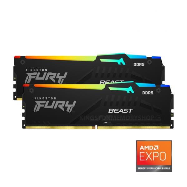 Kingston – FURY 32GB (2x16GB) DDR5 5600MT/s CL36 Beast Black RGB EXPO EXPO