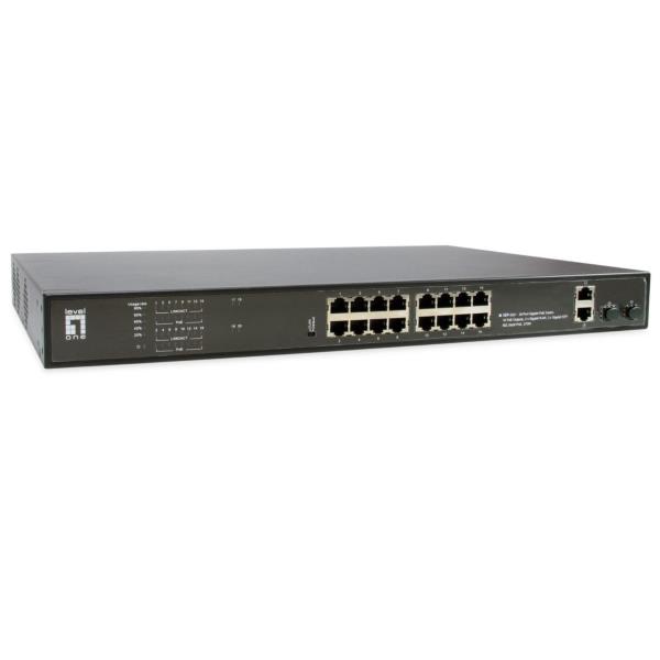 LEVELONE GEP-2021 – SWITCH 20-PORTE GIGABIT POE 802.3at/af 270W, 2x Gigabit RJ45 + 2x Gigabit SFP