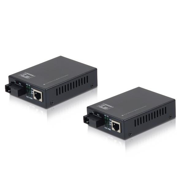 LEVELONE FVT-2202 – SET DI MEDIA CONVERTER Fast Ethernet da RJ45 a SC BIDI, FIBRA MONOMODALE, 20km