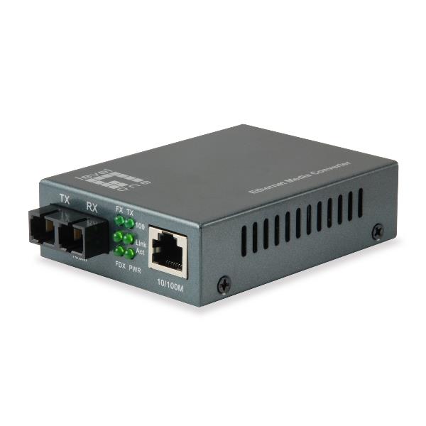LEVELONE FVT-1102 – MEDIA CONVERTER FAST ETHERNET da RJ45 a SC, fibra monomodale, 1310nm, 20 km