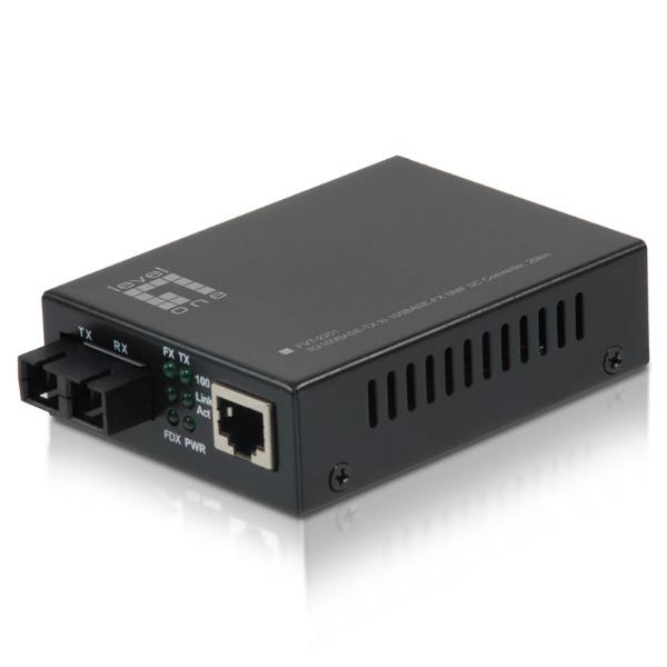 LEVELONE FVT-2201 – MEDIA CONVERTER FAST ETHERNET da RJ45 a SC, fibra monomodale, 1310nm, 20 km
