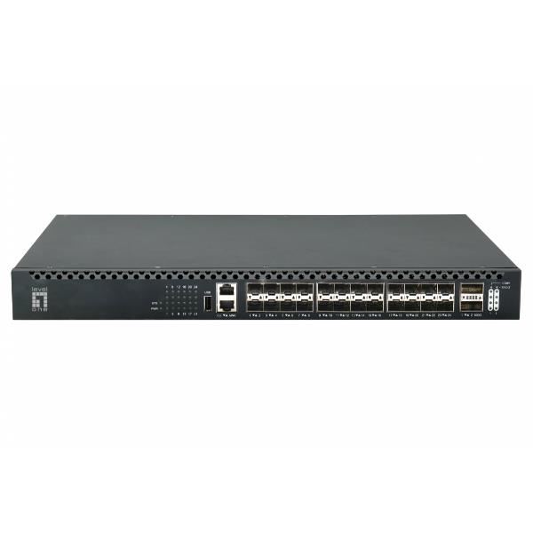 LEVELONE XQS-3126 – SWITCH 26-PORTE IN FIBRA TOR L3 MANAGED, 24x 1/10GbE SFP+, 2x 40/100GbE QSFP28, alimentatore ridondante hot-swap