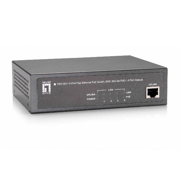 LEVELONE FEP-0511 – SWITCH 5-PORTE 10/100 POE 802.3at/af 65W