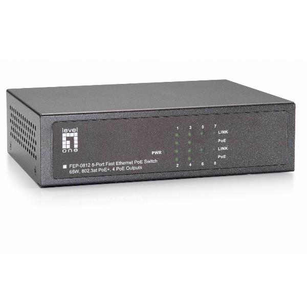 LEVELONE FEP-0812 – SWITCH 8-PORTE 10/100 POE 802.3at/af 65W