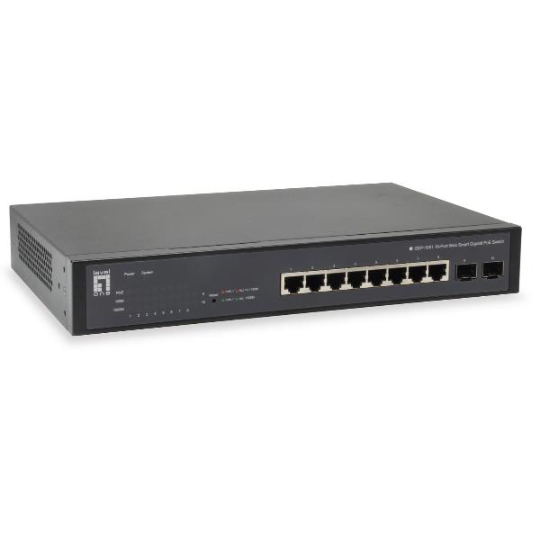 LEVELONE GEP-1051 – SWITCH 10-PORTE GIGABIT WEBSMART POE 802.3 af/at 70W, 2-PORTE GIGABIT SFP