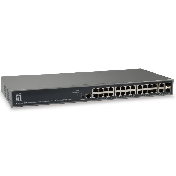 LEVELONE GEP-2682 – SWITCH 26-PORTE GIGABIT L3 LITE MANAGED PO3 370W, 2x SFP/RJ45 COMBO