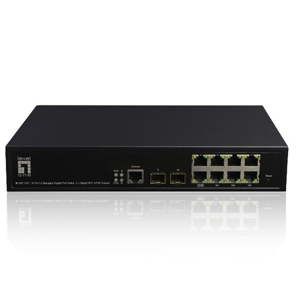 LEVELONE GEP-1061 – SWITCH 10-PORTE GIGABIT L2 MANAGED POE 802.3 af/at 180W, 2-PORTE GIGABIT SFP