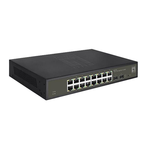 LEVELONE GES-2118 – SWITCH HILBERT 16-PORTE GIGABIT SMART LITE, 16x Gigabit RJ45 + 2x Gigabit SFP