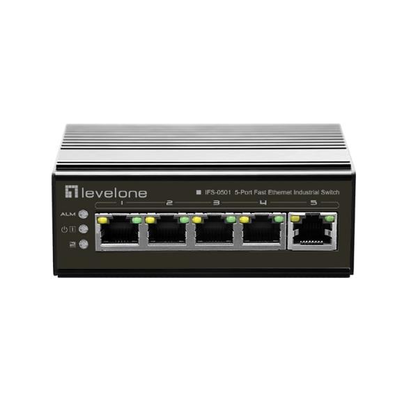 LEVELONE IFS-0501 – SWITCH INDUSTRIALE 5-PORTE FAST ETHERNET, DIN-RAIL, -40°- +75°