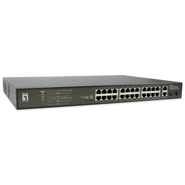 LEVELONE FGP-2831 – SWITCH 28-PORTE FAST ETHERNET POE 390W – 24x PoE + 2x Gigabit RJ45 + 2x Gigabit SFP