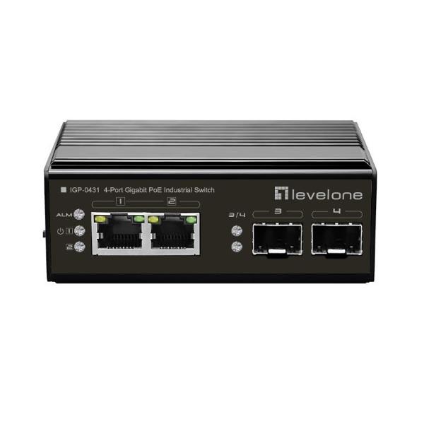 LEVELONE IGP-0431 – SWITCH INDUSTRIALE 4-PORTE GIGABIT POE 802.3at/af/bt, DIN-RAIL, -40°/+75°