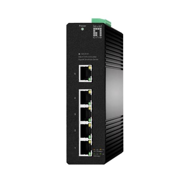 LEVELONE IGS-2105 – SWITCH INDUSTRIALE HILBERT 5-PORTE GIGABIT SMART LITE, DON RAIL, -40°C a 75°C