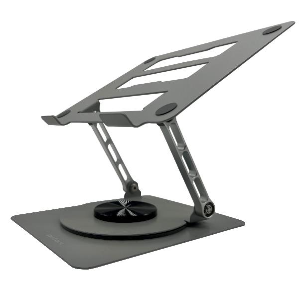 NILOX TECH – Supporto girevole fino a 360° per Notebook/Laptop/Tablet da 10″ fino a 16″, regolabile in altezza e inclinazione, base anti scivolo, materiale metallo al carbonio