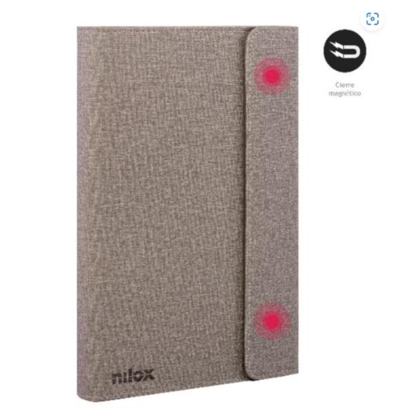 NILOX TECH – Custodia universale a libro per Tablet da 9.7″ a 10.5″ dimensione display, sistema di chiusura con lembo magnetico, 3 angoli di inclinazione