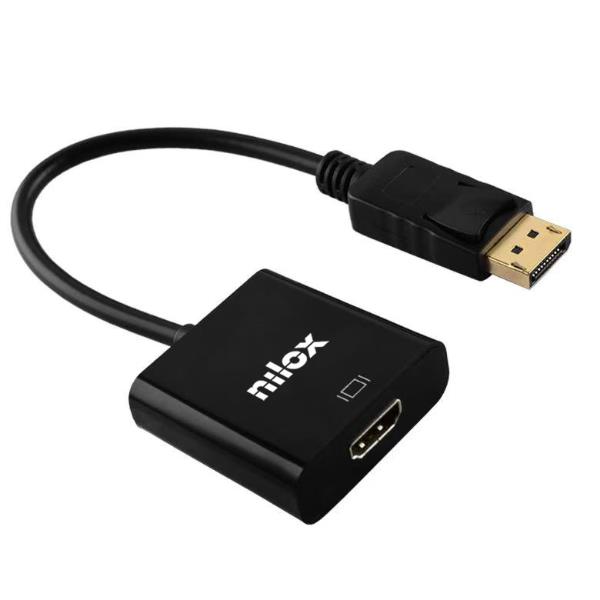 NILOX TECH – Adattatore DisplayPort a HDMI Passivo; Converte un segnale DisplayPort in un segnale HDMI con installazione plug & play