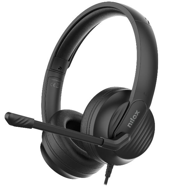 NILOX TECH – Cuffie con microfono, controllo volume e muto, ENC (cancellazione rumore ambientale), connessione USB-A con adattatore USB-C