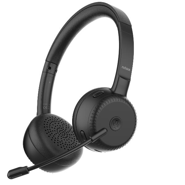 NILOX TECH – Cuffie con microfono Wireless DUAL CONNECTIVITY, con cancellazione del rumore ambientale (ENC), dongle USB (sia tipo-C sia tipo-A) o connessione con bluetooth 5.3