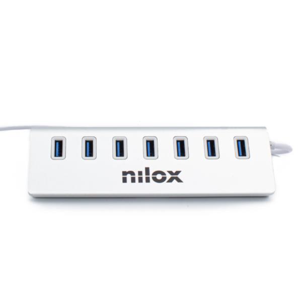 NILOX TECH – Hub con 7 porte USB 3.0, retrocompatibile con USB 2.0, 1.1 e 1.0, velocità di trasferimento dati fino a 5Gbps, connettore USB-A output