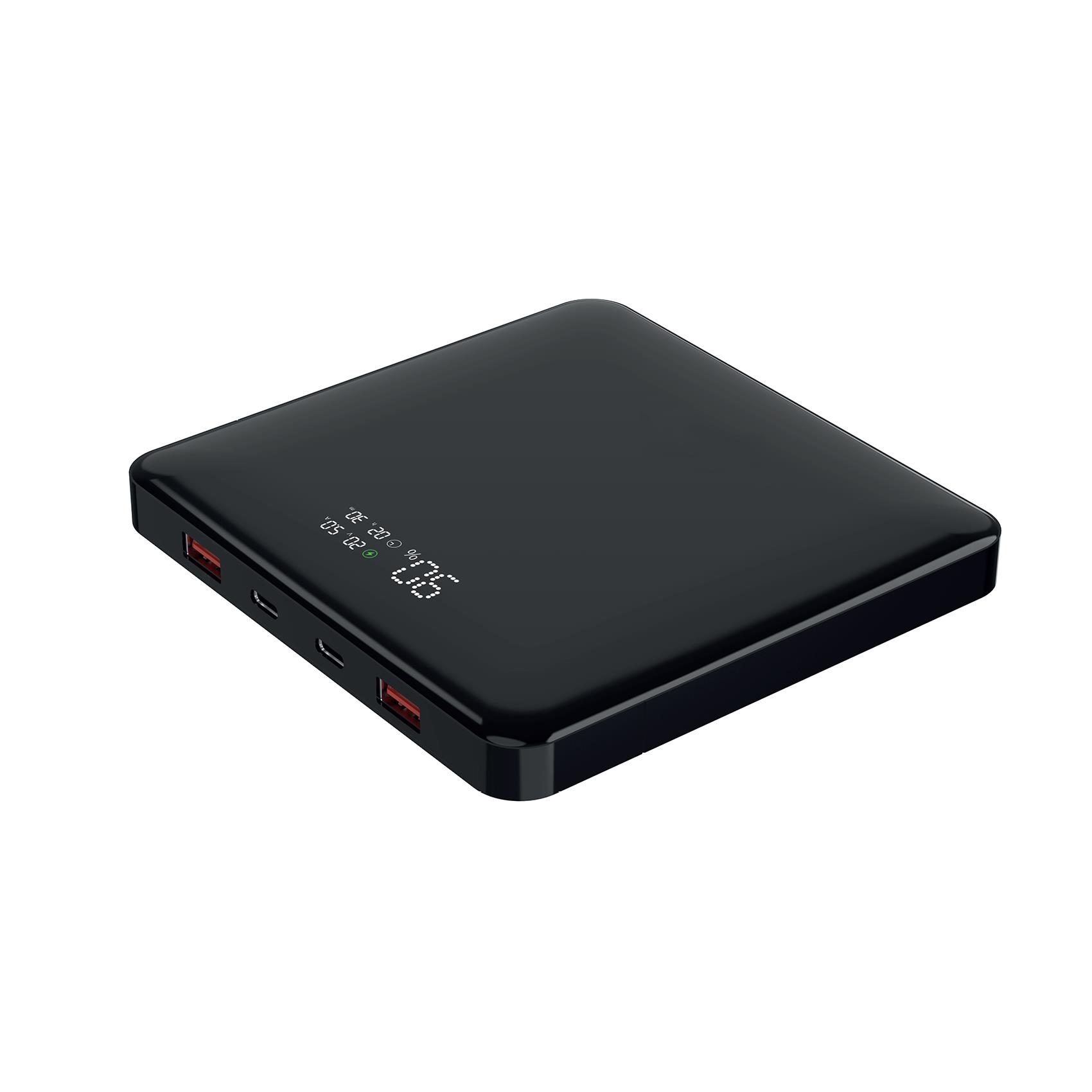 NILOX TECH – Powerbank slim, potenza massima 100 Watt. display LED integrato, 4 porte USB, 2 porte USB-C, 2 porte USB-A, capacità 20.000 mAh