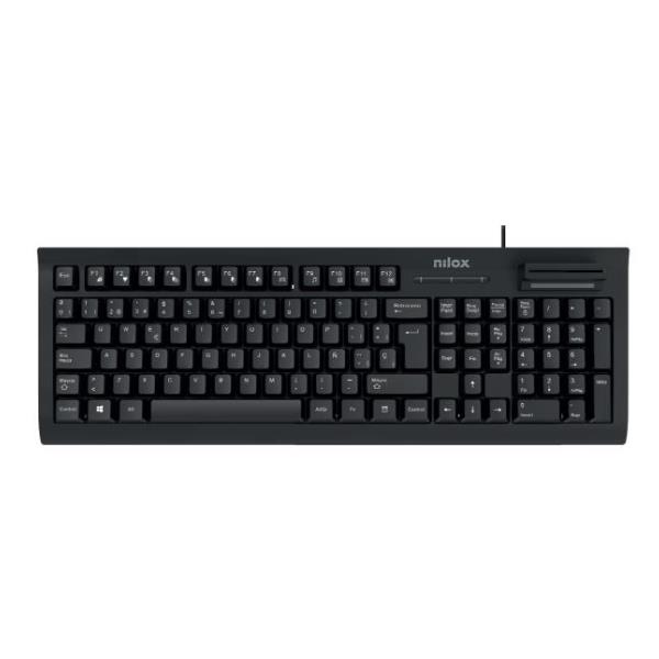 NILOX TECH – Tastiera con connessione USB-A, 105 tasti, 12 multifunzione, layout italiano, lettore smart card e schede di memoria