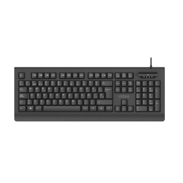 NILOX TECH – Tastiera con connessione USB-A, 105 tasti, layout italiano, lettore smart card, compatibile con ISO 7816, con lo standard PC/SC 2.0