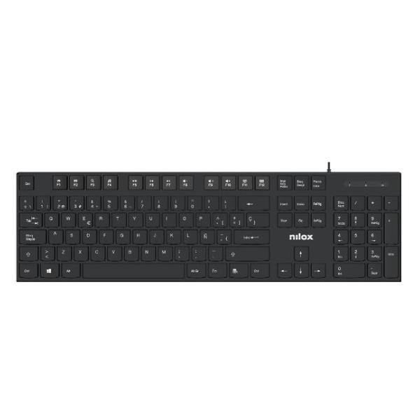 NILOX TECH – Tastiera con connessione USB-A, lunghezza cavo 1.5 mt, 105 tasti, 12 multimediali, layout italiano, tasti con trattamento laser anti usura