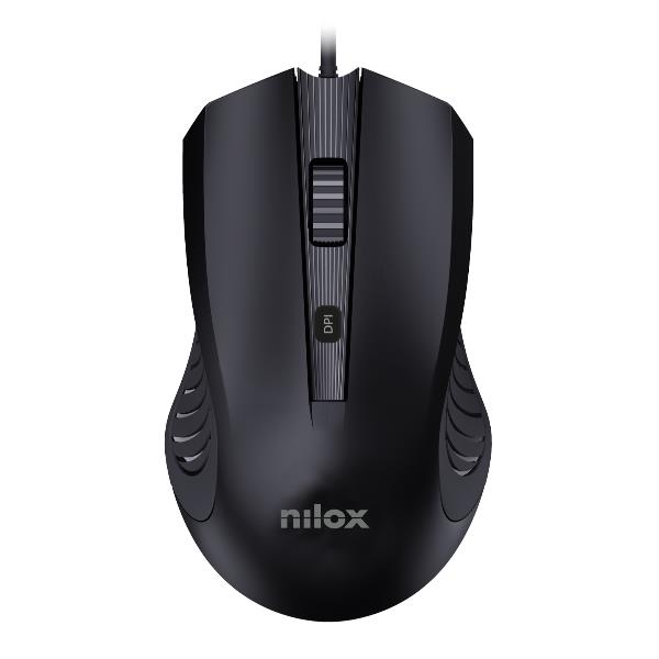 NILOX TECH – Mouse ottico, connessione USB-A, 2400DPI, 4 tasti, lunghezza cavo 1.5 mt